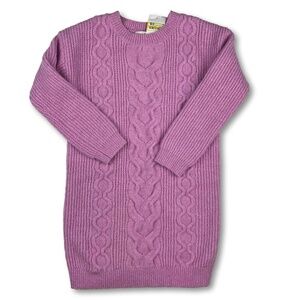 Cat & Jack Toddler Girls Cable Knit Sweater Dress – Pink Long Sleeve